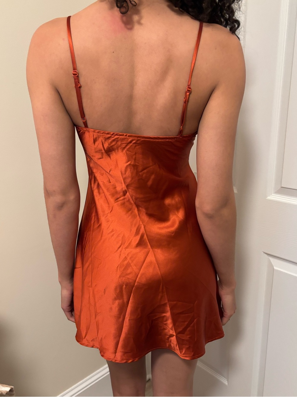 Windsor Satin Slip Dress in Rust - Picture 2 of 3